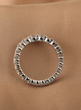 18K金铂金PT950培育钻石天然钻石足反满圈排戒