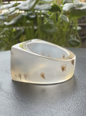 花语玉髓 天然海洋玉髓马料高冰发丝玛瑙扳指戒圈19.5mm