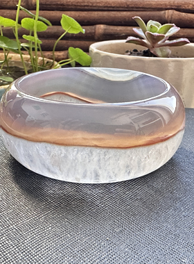 花语玉髓 天然海洋玉髓马料水晶紫玉髓玛瑙共生手镯圈口56.5mm