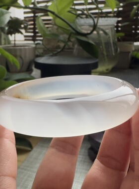 花语玉髓 天然海洋玉髓马料草花金发丝玛瑙手镯圈口55mm