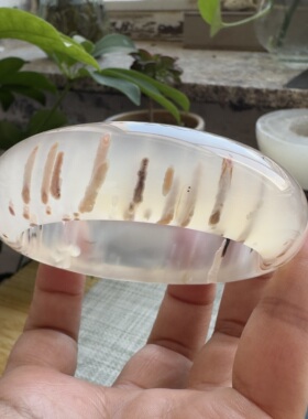 花语玉髓 天然海洋玉髓马料高冰满圈流星雨意境景观玛瑙手镯56mm