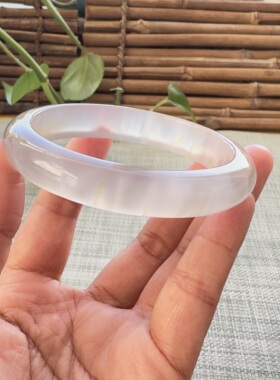 花语玉髓 天然海洋玉髓马料紫冰流星雨玛瑙手镯圈口61mm