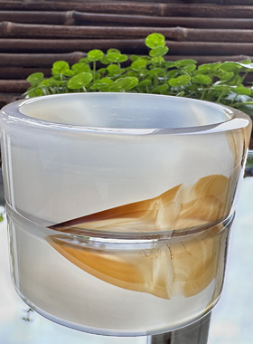 花语玉髓 天然海洋玉髓马料象形蜗牛玛瑙手镯60mm方镯韩版手镯