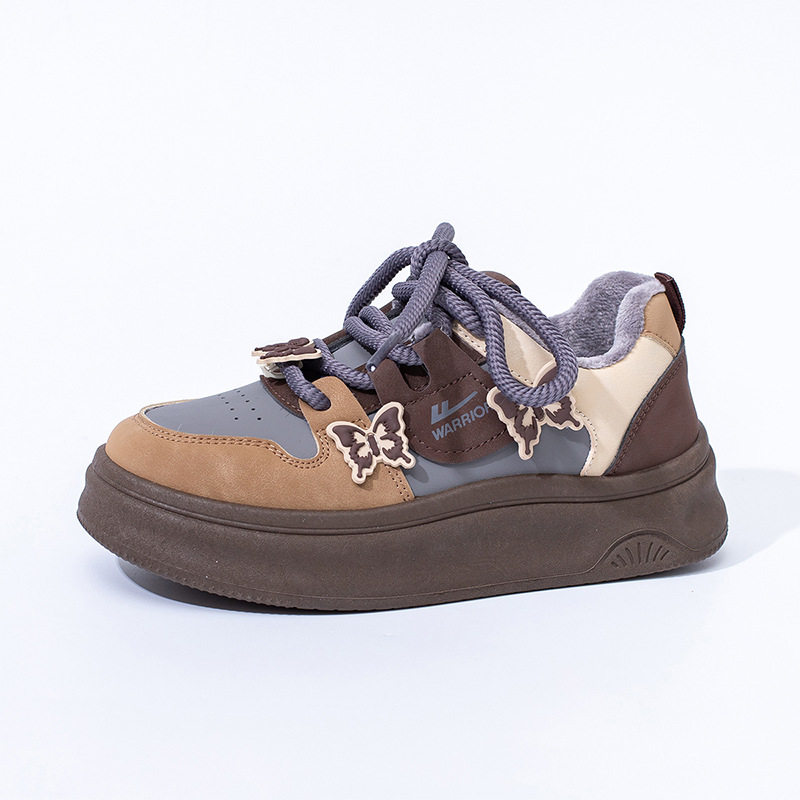 回力低帮厚底板鞋女蝴蝶时尚潮流拼色百搭学生鞋冬季通勤保暖棉鞋,淘宝优惠券,粉丝福利购,淘宝优惠卷