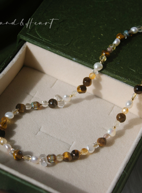 Hand&Heart虎眼石项链