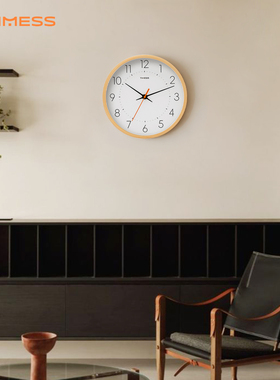 TIMESS原木风实木钟表挂墙石英钟