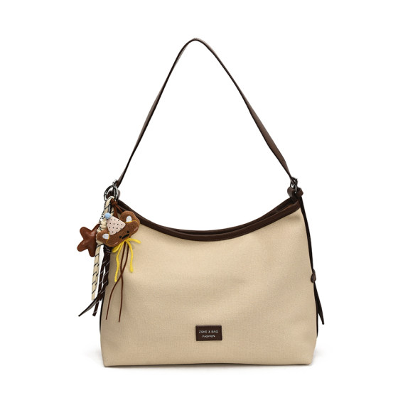Canvas bag women's 2026 new trendy fashion versatile class commuting tote bag large capacity single shoulder crossbody bag