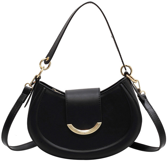 Fashionable simple shoulder bag solid color crossbody bag saddle bag