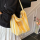 This year's popular bags for women 2025 new fashion striped hollow shoulder bag large capacity vacation tote bag