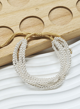 ins设计博主欧美高级感多层女士串珠贝珠手链可调节手串百搭手饰