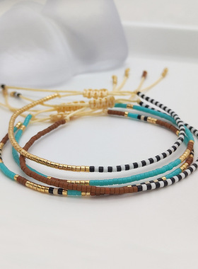 简约波西米亚风彩色友谊手绳女生闺蜜礼物精致Miyuki小串珠手链女