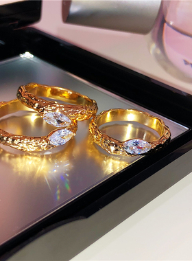 LONGBAOACC定制 店主推荐！高级感闪亮锆石精致指环网红戒指