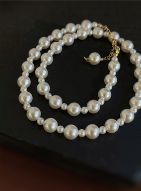 法式复古油画感施家珍珠轻奢锁骨链高级感时尚百搭通勤14注项链女