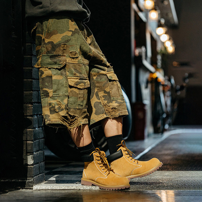 MRA大黄靴男冬季插画版休闲中帮马丁靴户外登山靴加绒复古工装靴,淘宝优惠券,粉丝福利购,淘宝优惠卷