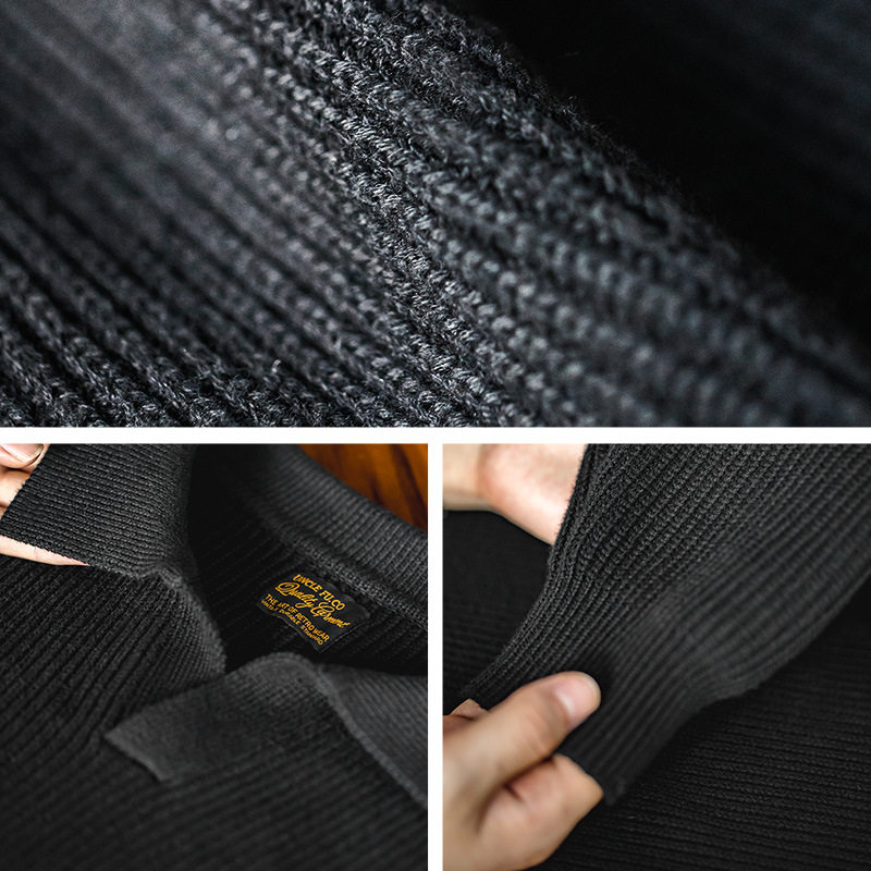 马登工装 美式复古翻领polo衫宽松慵懒套头坑条针织衫毛衣男秋冬,淘宝优惠券,粉丝福利购,淘宝优惠卷