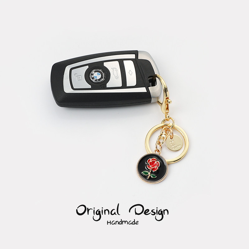 玫瑰花汽车钥匙扣情侣挂件送男女朋友包包挂饰可爱创意情人节礼物