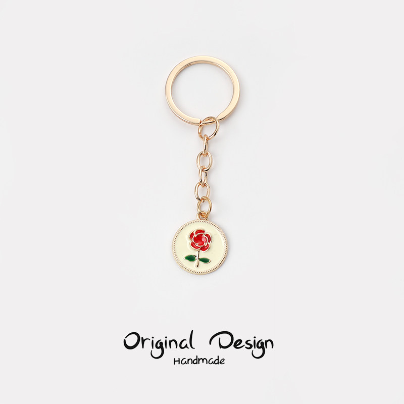 玫瑰花汽车钥匙扣情侣挂件送男女朋友包包挂饰可爱创意情人节礼物