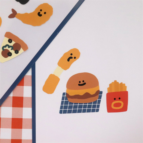 韩国Bonito贴纸 DECO STICKERS.2 可乐汉堡炸鸡手帐素材装饰贴画 - 图2