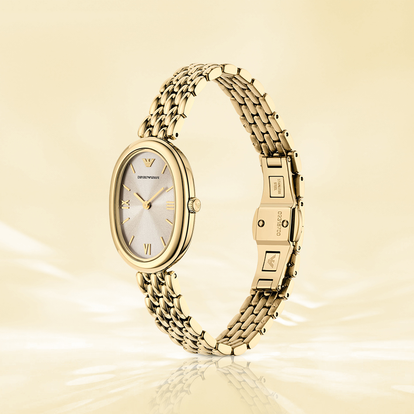 Armani Armani watch women's white moonlight oval fashion small gold watch AR11707