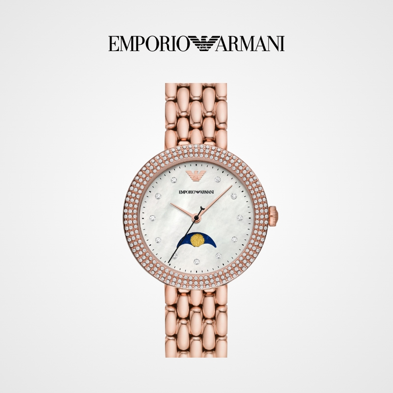 armani阿玛尼玫瑰小圆盘女士石英表 Emporio Armani腕表欧美腕表