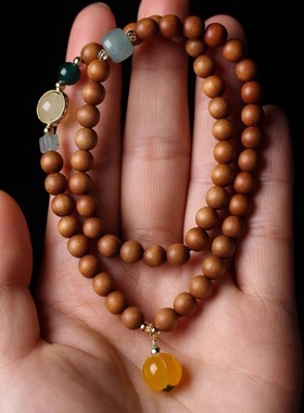 芭比檀香手串女文玩佛珠多圈手链创意木质念珠手饰檀香木文艺饰品