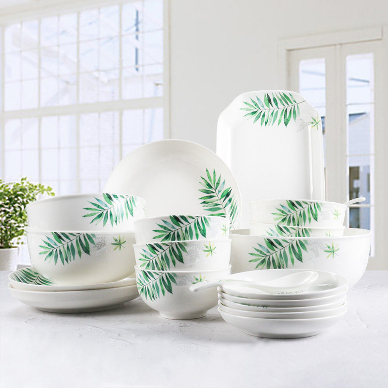 安维娜餐具幸运叶吃饭碗盘米饭碗家用汤盘菜盘菜碟圆形创意简约,淘宝优惠券,粉丝福利购,淘宝优惠卷