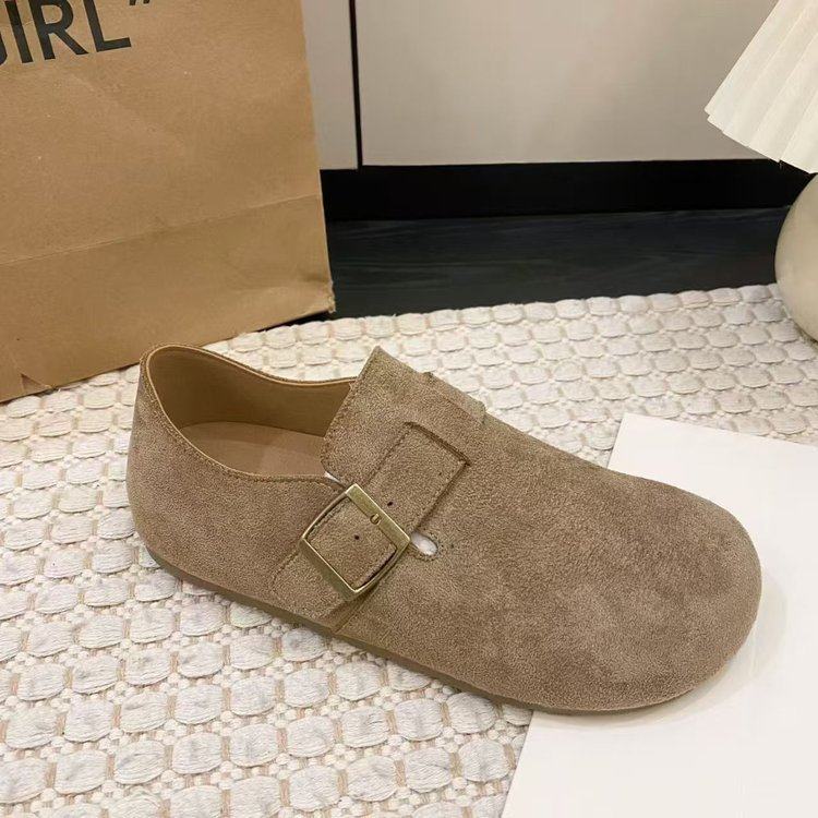 2026春秋季丑萌复古勃肯鞋女平底新款一脚蹬懒人女鞋磨砂软底单鞋,淘宝优惠券,粉丝福利购,淘宝优惠卷