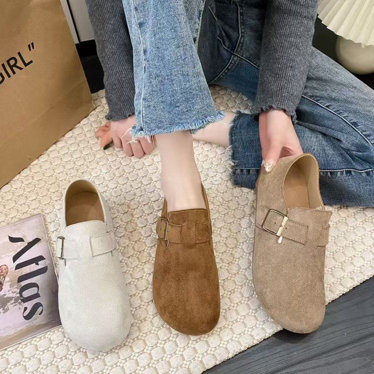 2026春秋季丑萌复古勃肯鞋女平底新款一脚蹬懒人女鞋磨砂软底单鞋,淘宝优惠券,粉丝福利购,淘宝优惠卷
