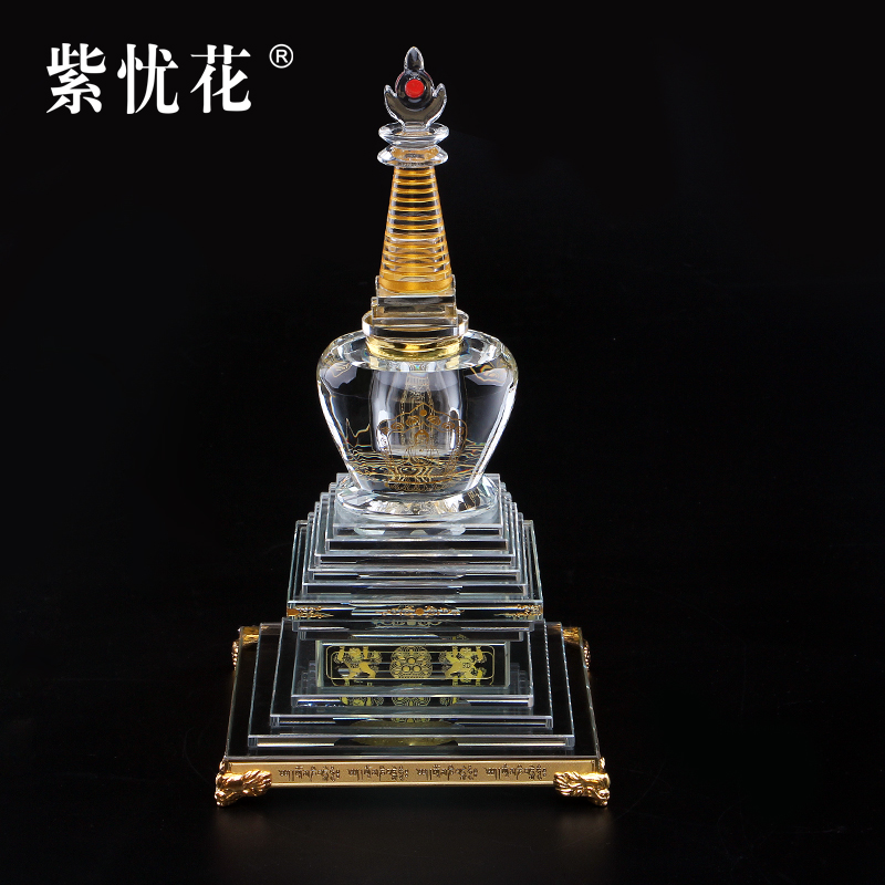 水晶菩提塔五轮塔密封装藏经文舍利子宝箧印佛塔楞严咒舍利塔供奉 - 图2