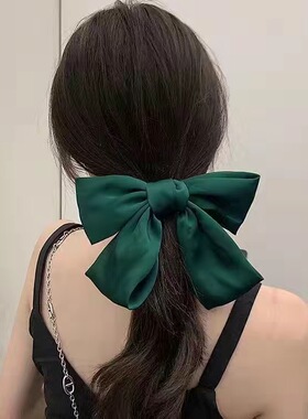 缎面蝴蝶结头饰弹簧夹高级感夹子