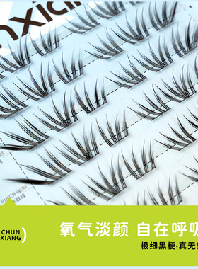 纯巷新品法式小珊瑚假睫毛清冷韩系ins浓密单簇仿真分段式眼睫毛