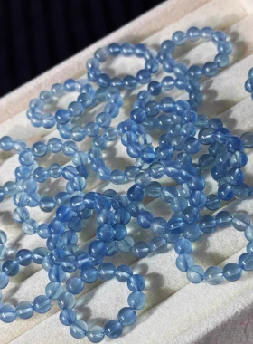 天然冰透A级魔鬼蓝跑环海蓝宝隔珠水晶隔圈手串手链diy饰品配件