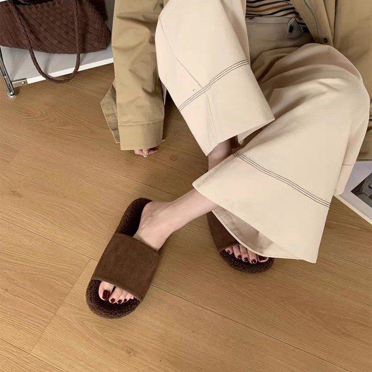 韩版2025年秋季新款时尚平底休闲拖鞋女外穿露趾女居家外出毛毛拖,淘宝优惠券,粉丝福利购,淘宝优惠卷