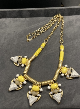 原单老货黄铜镀金厚重白松石项链