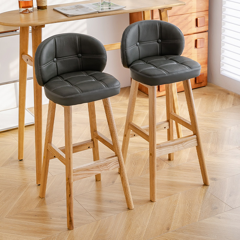 实木吧椅白蜡木酒吧椅牛皮轻奢美式复古高脚凳子前台岛台吧台椅子,淘宝优惠券,粉丝福利购,淘宝优惠卷