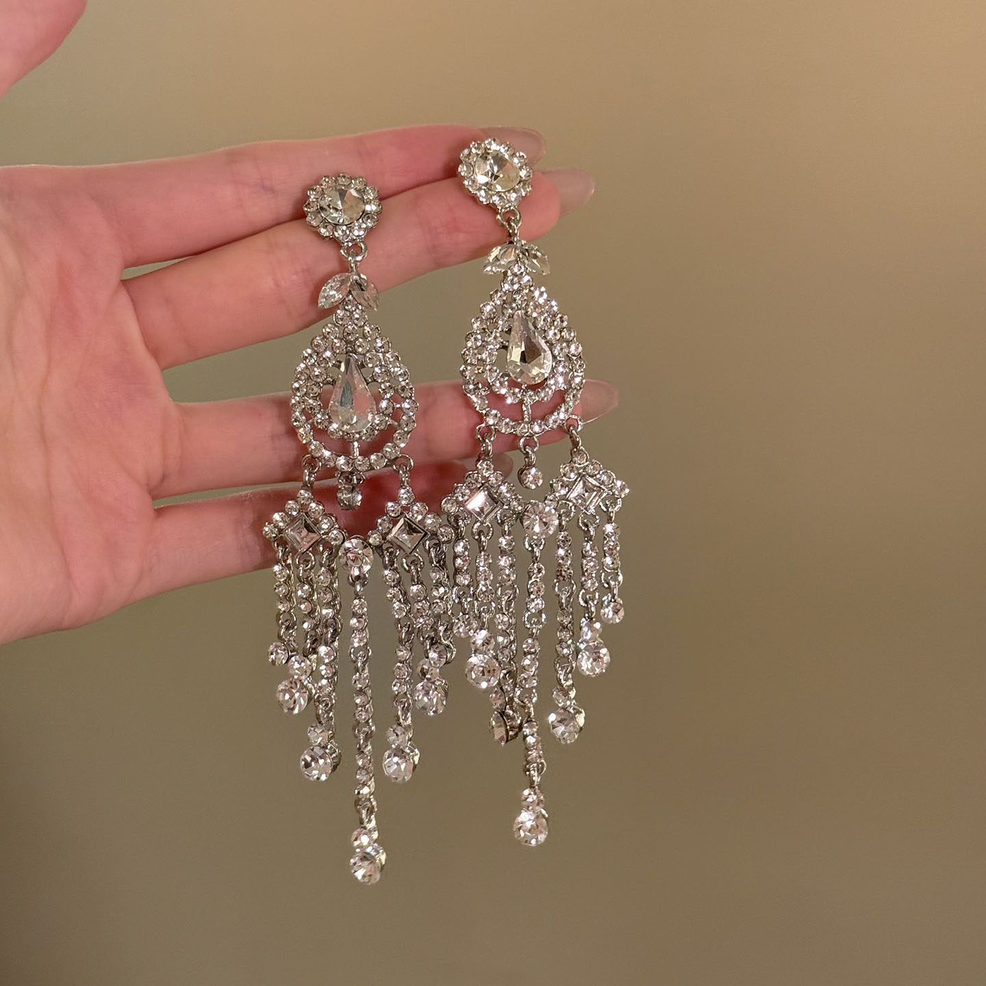 醉梦琉璃~复古满钻水晶流苏耳钉高级感轻奢夸张耳环宴会结婚耳饰,淘宝优惠券,粉丝福利购,淘宝优惠卷