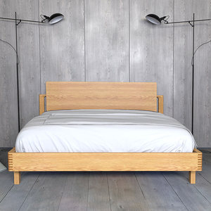 全实木床1.8米1.5双人床白橡木床北欧现代简约卧室家具原木木蜡油