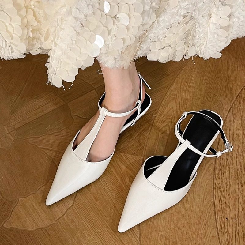 美猫汇2025新款时尚气质欧美风漆皮尖头细跟后空低中跟新中式凉鞋,淘宝优惠券,粉丝福利购,淘宝优惠卷