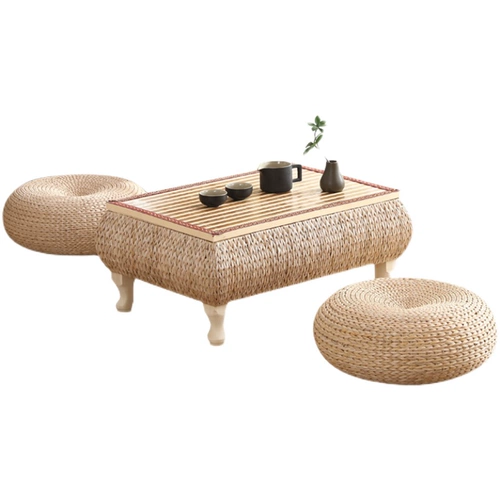 Красный японский стиль -стиль Zen -стиль сплошной древесина татами кофейный столик для заливного стекла.