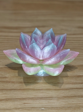佛陀莲花装饰摆件家居禅意艺术开悟之花工艺品步步生莲水晶感透明