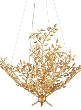 美式复古客厅叶子吊灯卧室简约创意设计师法式铁艺别墅餐厅高级感