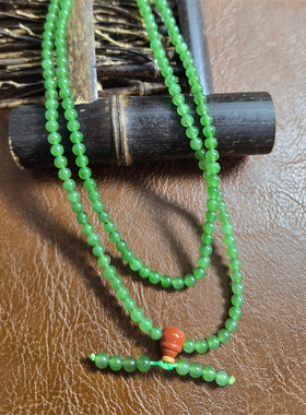 福利~新疆和田碧玉籽料4MM项链珠串吊坠挂件diy玉石雕刻培训礼物