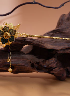 金大师乌铜走银【天工繁花发簪.银镀金】轻奢 发饰