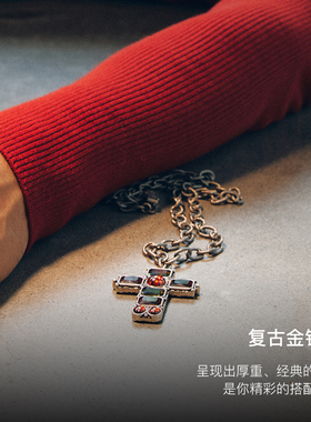 【生日礼物】babama骑士宝箱系列圣光男士项链十字架情侣款毛衣链