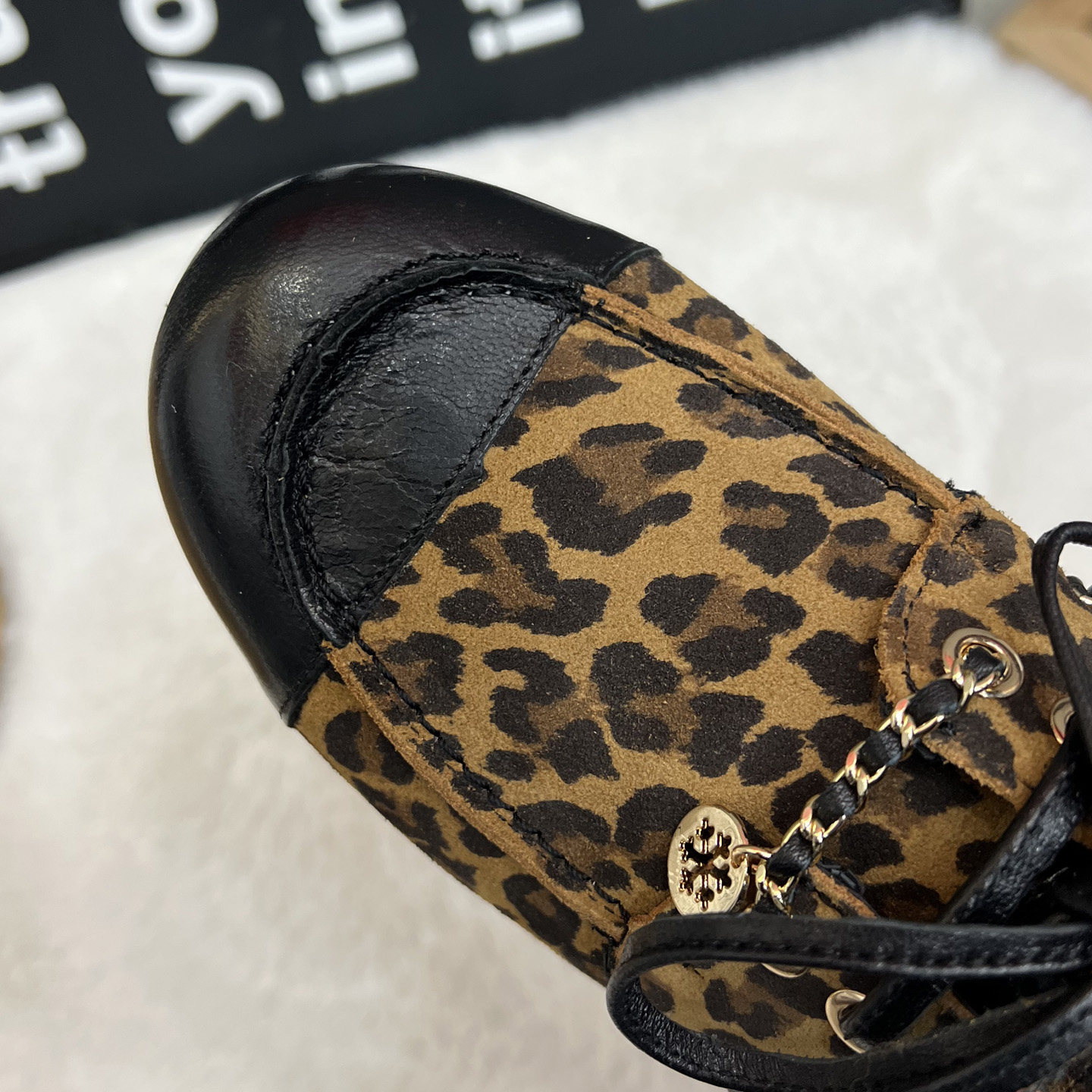 巨好看小香风乐福鞋女磨砂皮豹纹平底鞋韩版拼色系带休闲百搭单鞋,淘宝优惠券,粉丝福利购,淘宝优惠卷