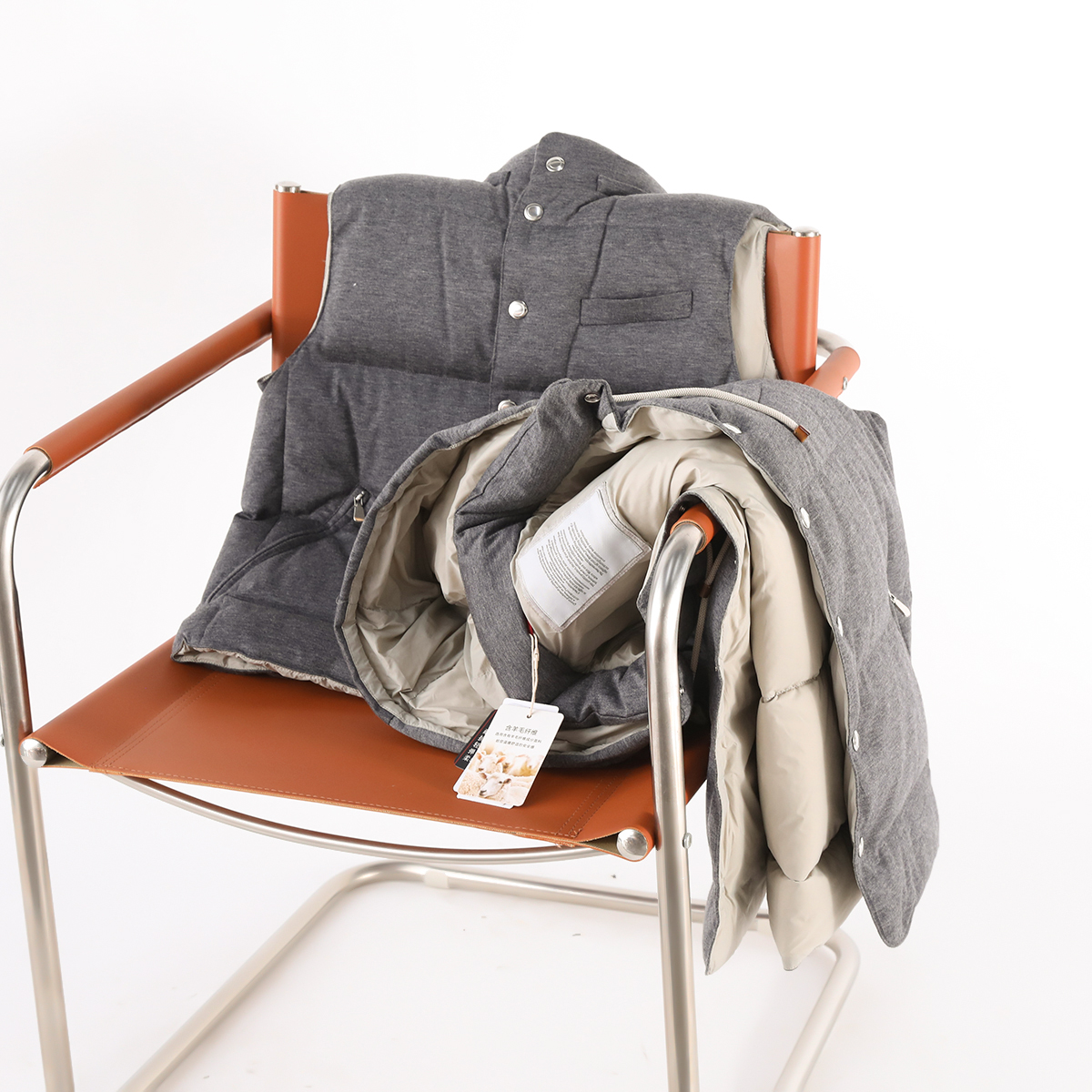 意式奢华2024秋冬季新款男商务休闲高端90白鹅绒叠穿羽绒马甲9697 - 图2