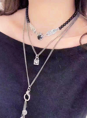 KING BABY锁爱皇冠心银项链925银欧美个性潮流