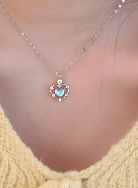 纯银项链女s999足银月光石礼物