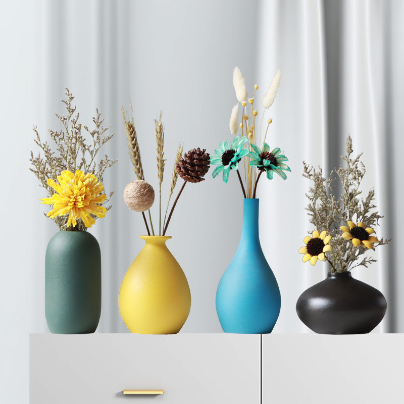 陶瓷小花瓶装饰柜摆件家居客厅装饰干花花插马卡龙糖果色手工花器,淘宝优惠券,粉丝福利购,淘宝优惠卷