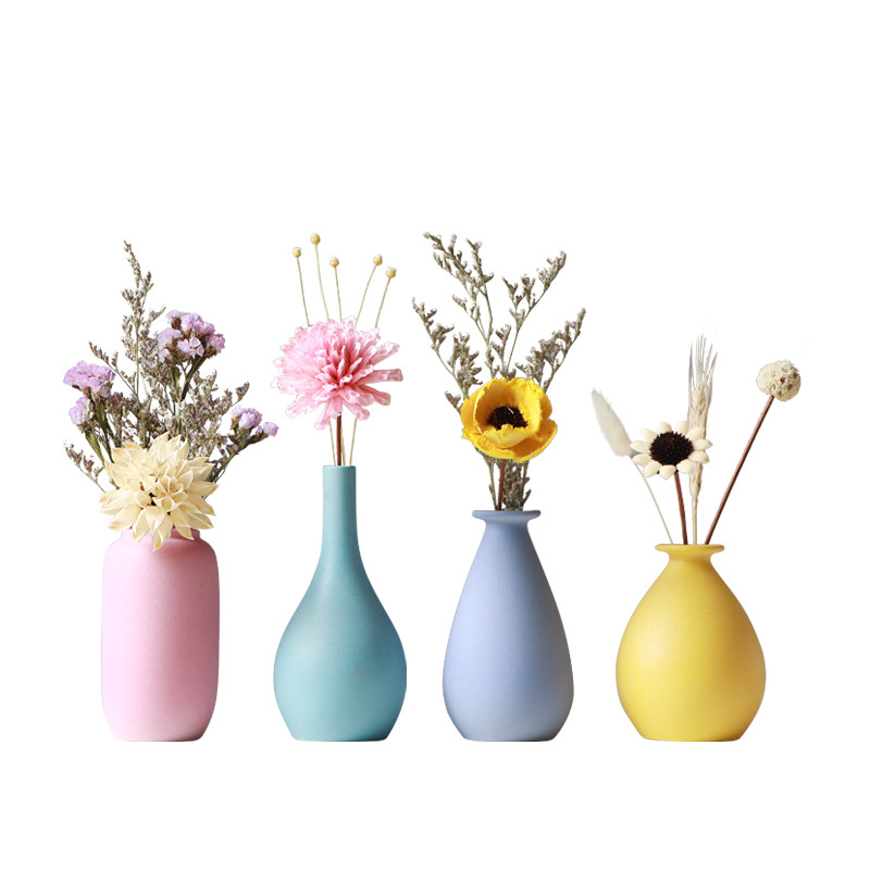 陶瓷小花瓶装饰柜摆件家居客厅装饰干花花插马卡龙糖果色手工花器,淘宝优惠券,粉丝福利购,淘宝优惠卷